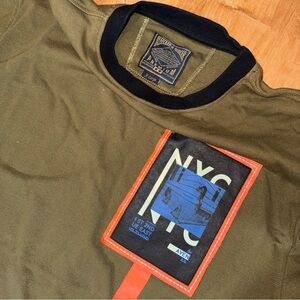 Bleecker Mercer Men's Green Ringer Long Sleeve T-Shirt Size XL Streetwear Skater